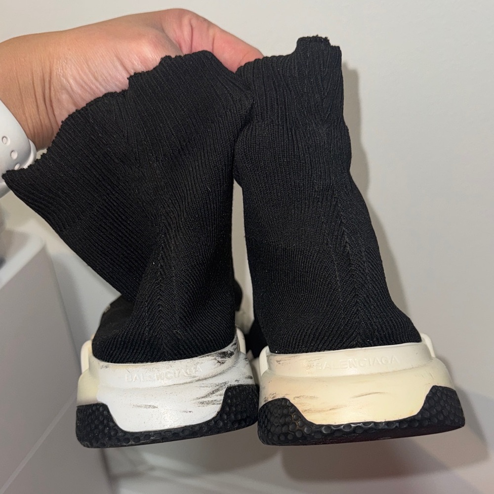 Balenciaga Black and White Sock Sneakers - Picture 3 of 4